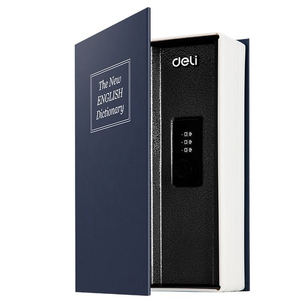 Deli Book Safe with Key and Password Unlocking Blue