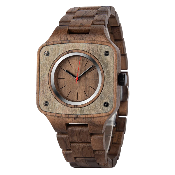 Square Walnut And Stone Watch For Men GT112-1