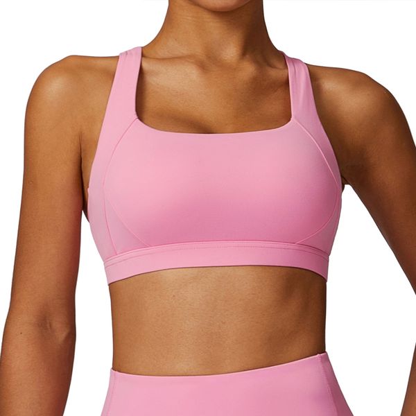 Women's High-Intensity Sports Bra with Padded Cups Cross-Back Sports Bra