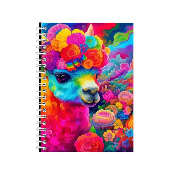 Alpaca Roses Rainbow Neon Notebook Gift Idea Writing Book Notepad Pad 70