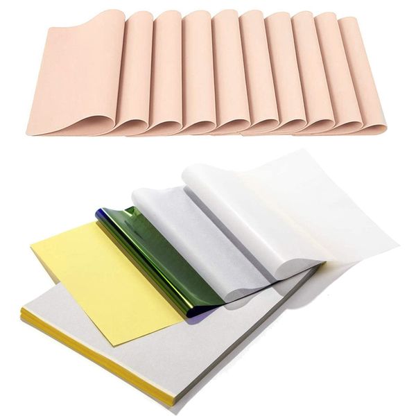10 Piece Tattoo Practice Skins w/ 5 Piece Tracing Stencil Transfer Paper