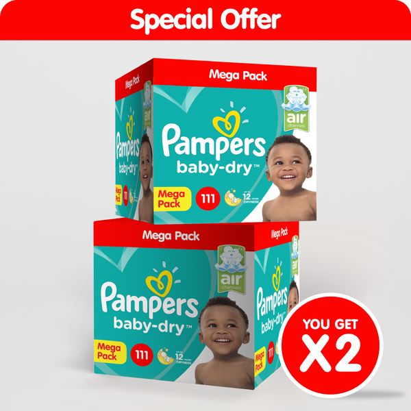 Pampers Baby Dry - Size 5 Double Mega Pack - 222 Nappies