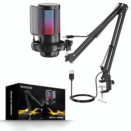 Redisson Gaming Microphone, USB PC Mic for Podcasts Videos, Streaming Image