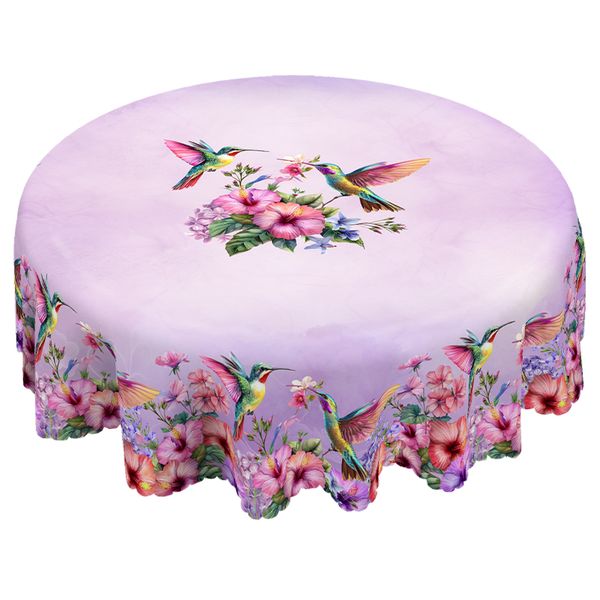 Hummingbird &amp; Floral Tablecloth for Romantic Dining &amp; Garden Parties