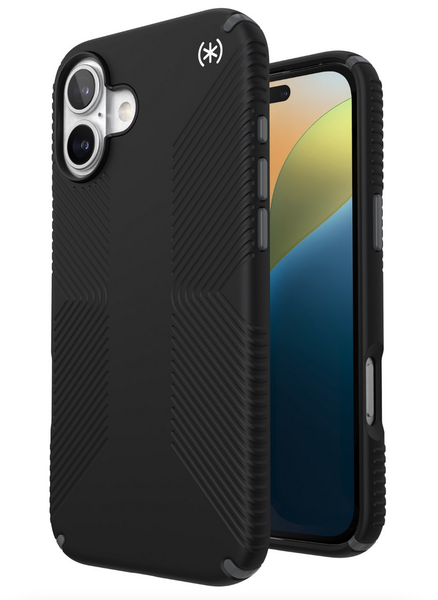 Speck Presidio2 Grip Case For iPhone 16 PLUS - Black/Slate Grey