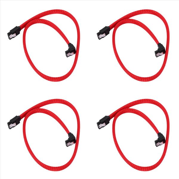 50Cm Sata 3 0Iii Sata3 7Pin 6Gb/S Data Cord With Nylon Sleeved(Red)