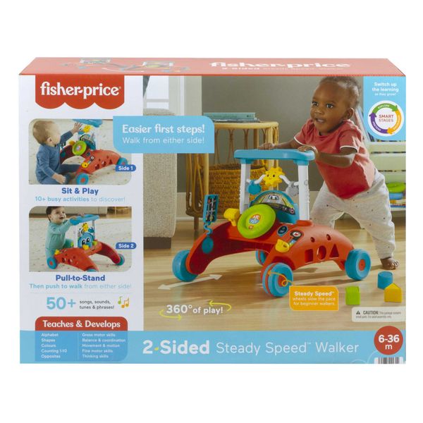 Fisher-Price 2-Sided Steady Speed Walker, Car-Themed Baby Learning Toy