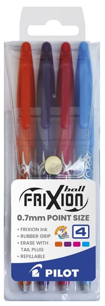 Pilot Frixion Ball Erasable Medium Rollerball Pens - Wallet of 4 Fashion Colours