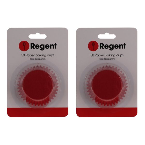 Regent Cake Cups Red Glassine Paper 50X32.5mm 2 Pack 100 Pieces