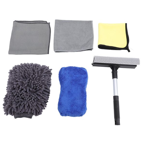6pcs Car Detailing Kit Microfiber Towels Sponge Cleaning Tools