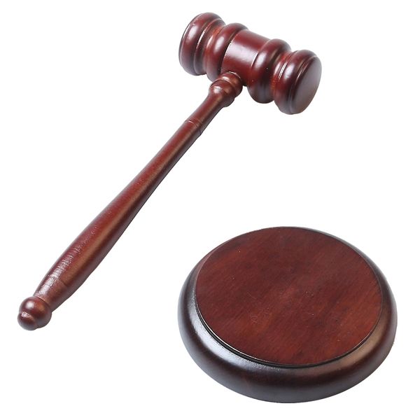 Decor Gift Mini Wooden Gavel and Sound Block Display Ornament - 22cm