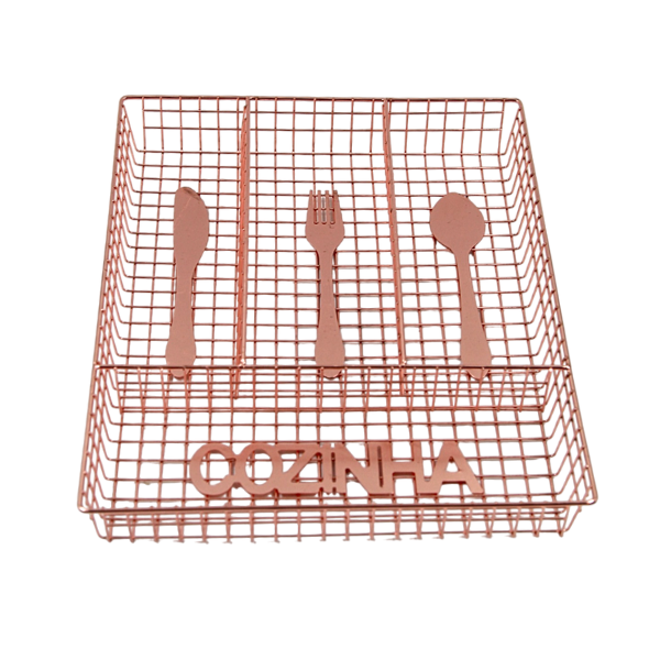 Cozinha Rose Gold 4 Compartment Cutlery Organizer Tray