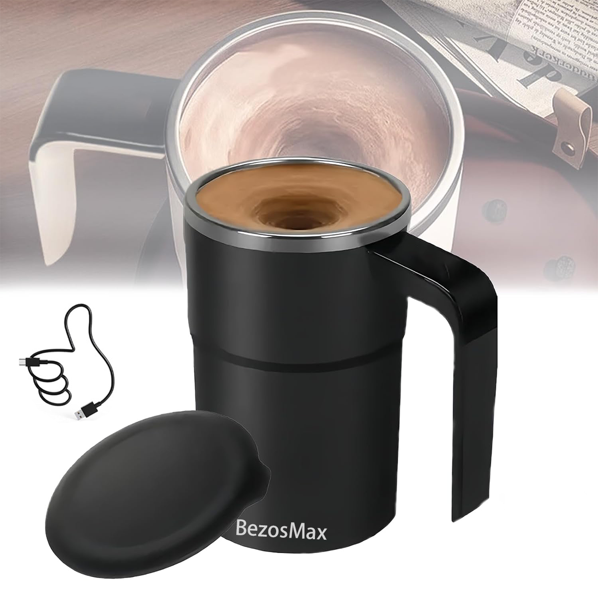 Bezosmax Rechargeable Automatic Mixing Cup With Digital Display -380ML