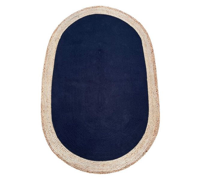Oval Jute Rug Natural and Black 1800 x 1200 mm