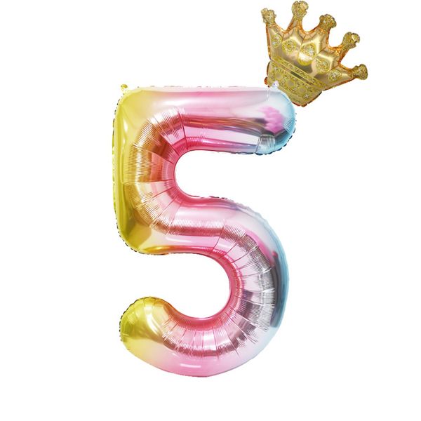 Crown Birthday Balloon Number 5