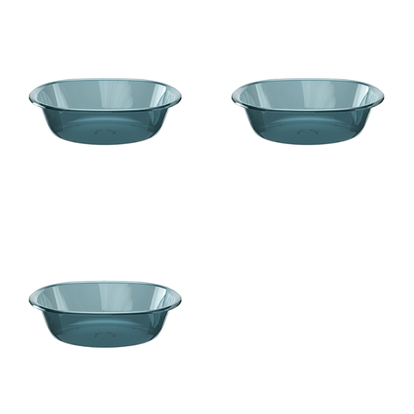 3 Pack Large Reusable Plastic Thickened Washbasins - Blue