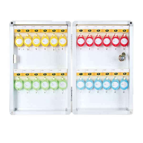 24-Key Wall-Mounted Key Holder Cabinet Holder with Hooks and Labels