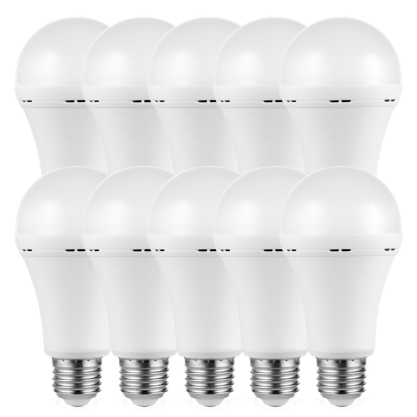 LED 5W Light Bulbs Rechargeable - 10 Pack - Auto-Dimmable - E27 - Switched