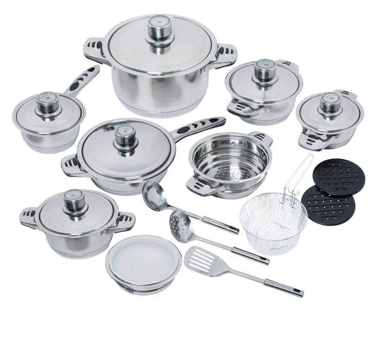 IH Quality 22 Piece Stainless Steel Cookware Set Shop Today. Get it