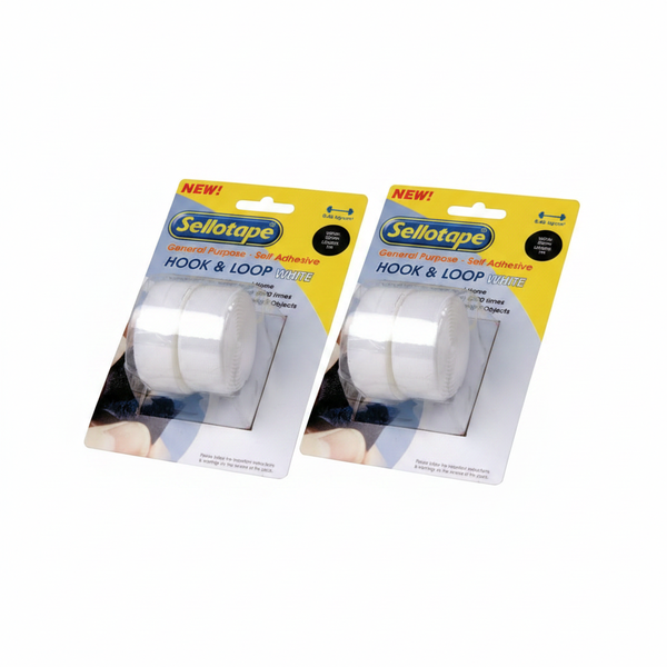 Sellotape Hook &amp; Loop Fastening Tape 20mm x 1m - 2 Pack