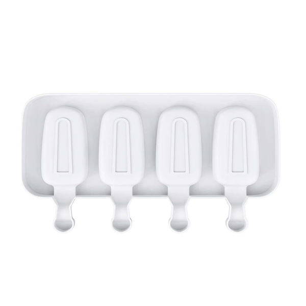 4 Cavity DIY Oval Shape Ice Cream Mold Bar - White