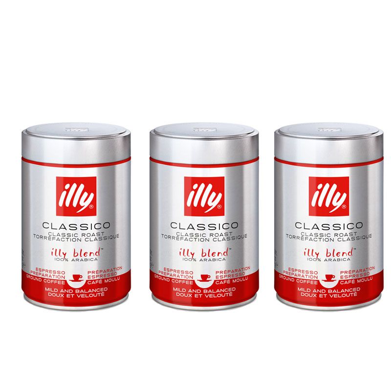 illy Ground Espresso Coffee – Medium Roast 100% Arabica Blend – 3 x250g ...