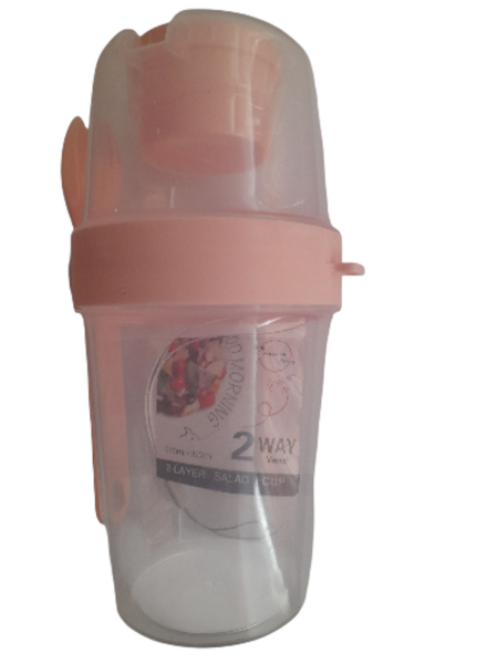 2-Layer Salad Container with Lid &amp; Fork - Portable Meal Prep Lunch Box