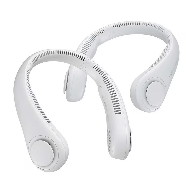 Pack of 2 Rechargeable White Neck Fan