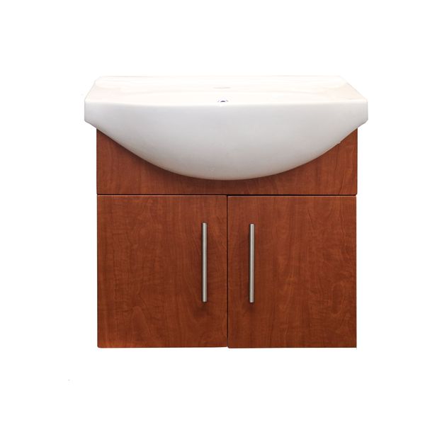 Small Compact Bathroom Vanity Cabinet - Spacesaver - Cherry