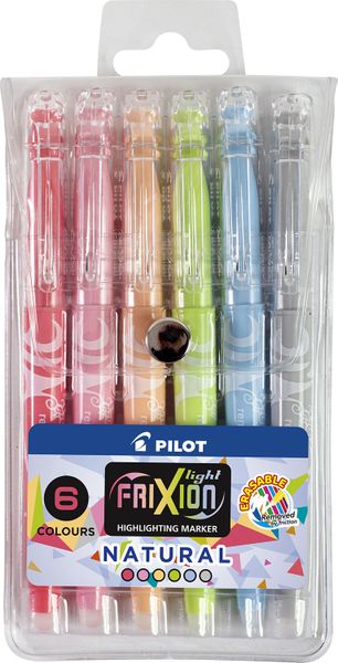 Pilot SW-FL Natural Frixion Highlighters - Wallet of 6 Assorted Colours