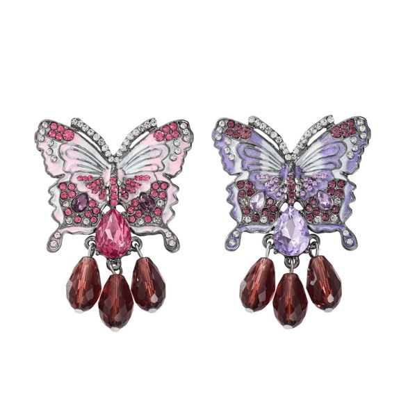 2 Pieces Butterfly Brooch Pins Rhinestone Crystal Butterfly Lapel Pin