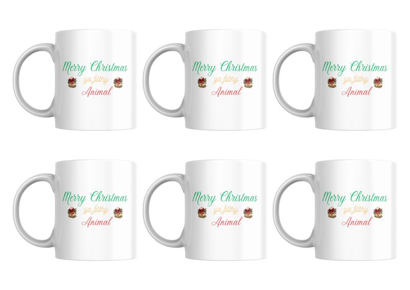 Merry Christmas Ya Filthy Animal Mugs - Set of 6
