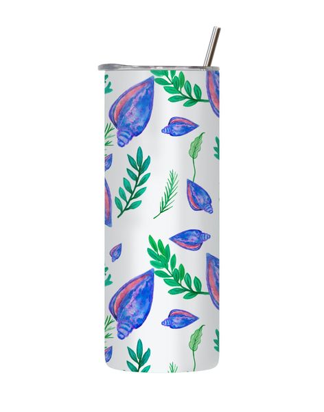 Shells 20 Oz Tumbler with Lid Straw Trendy Sea Lovers Graphic Present 175