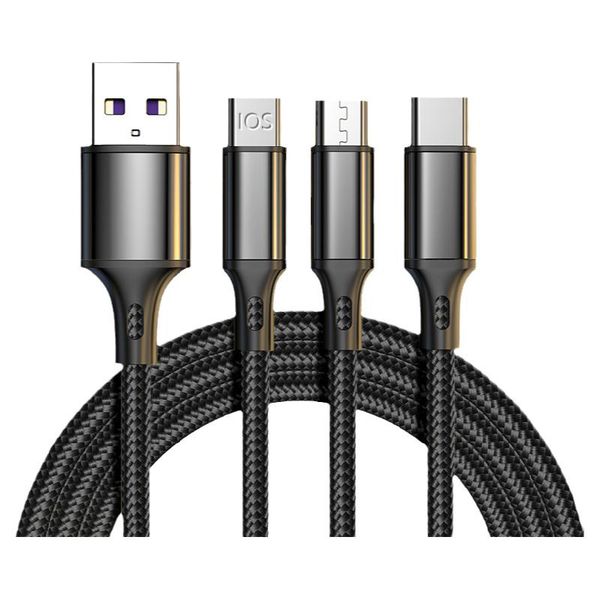 3in1 Data USB Cable Compatible With iPhone Fast Charger Charging Cable 1.2M