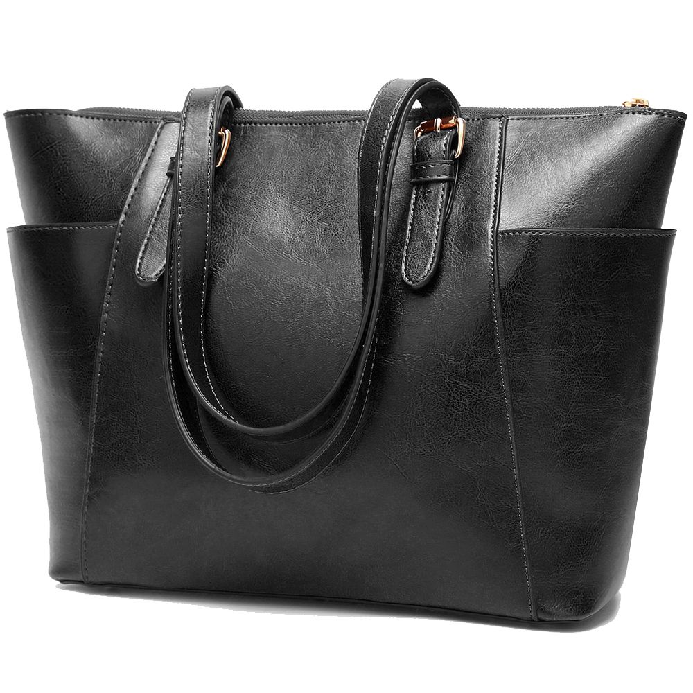 Women's Large Capacity Fashion PU Leather Satchel Shoulder Bag - Black ...