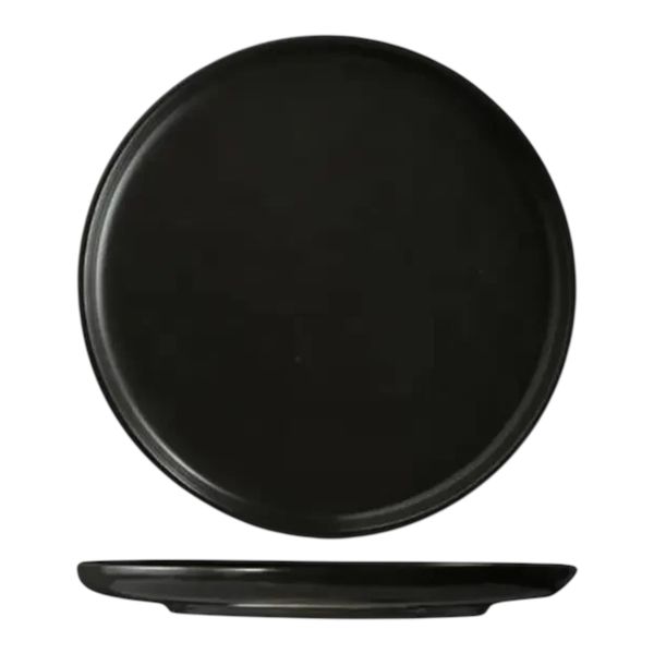 Black Porcelain Coupe Plate 26.5x2cm High Lip Ironstone