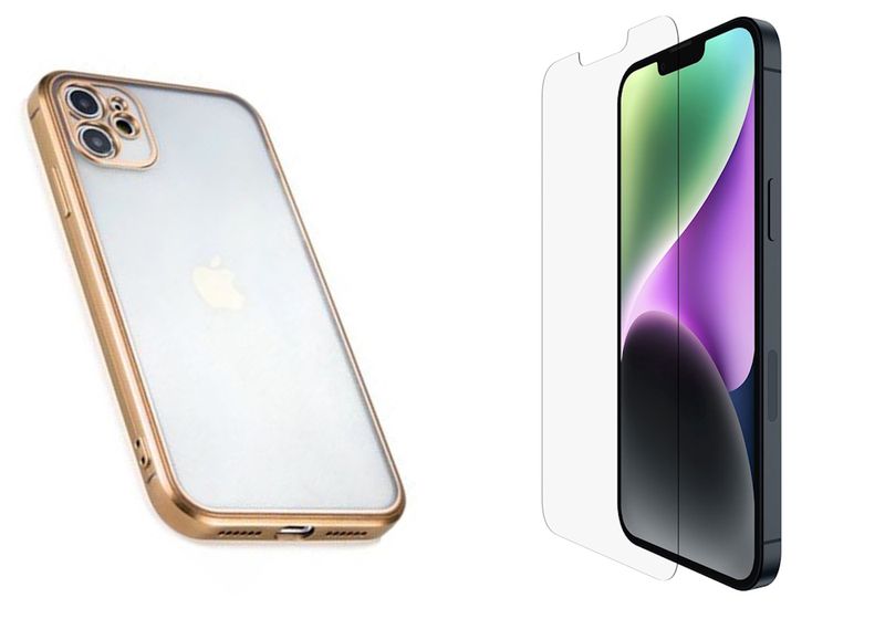 Luxury Phone Case &amp; Screen Protector Combo For iPhone 14 Series - Black