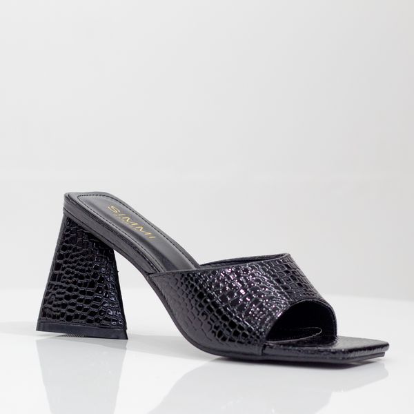 LaMara Paris Feray one band croc slide on 8cm heel white
