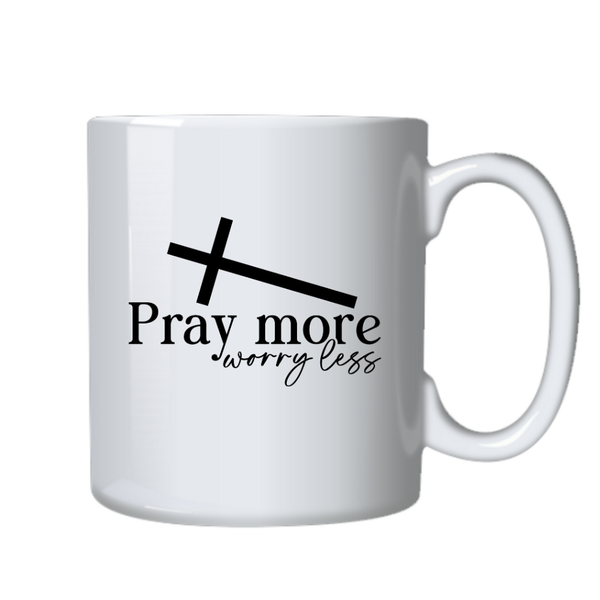 Pray More Worry Less Christian Theme Birthday Christmas Gift Cup Mug 402