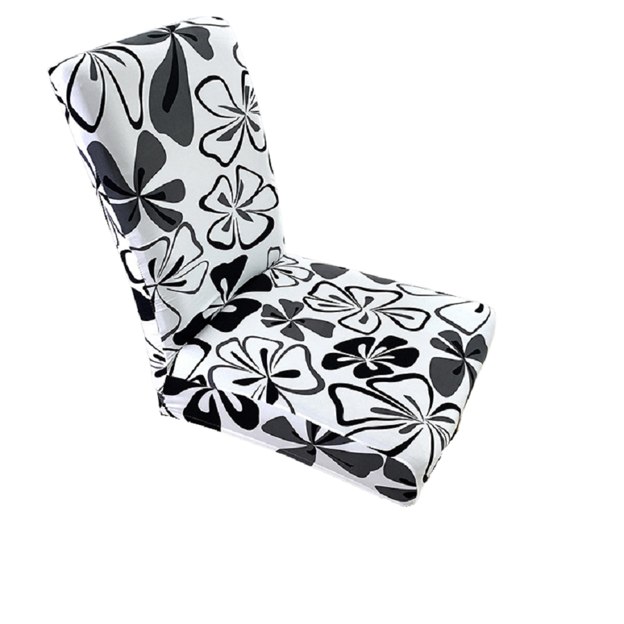 Stylish Elasticated Dining Room Chair Covers Black and White (Set of