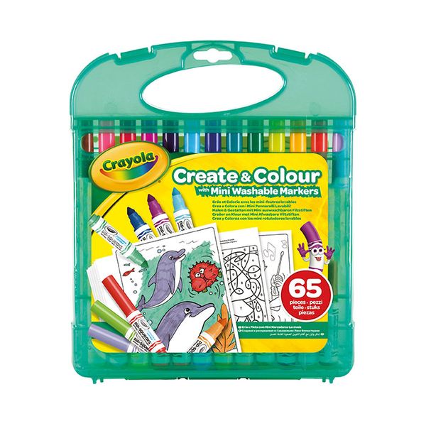 Crayola 65 Pcs Create &amp; Color Mini Washable Markers And Paper