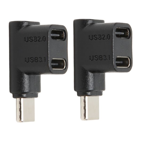 2 Pieces USB-C 90 Adapters, 10Gbps, Dual Female