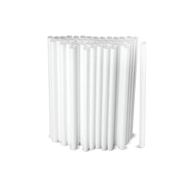 White Individually Wrapped Smoothie Straws 12mm (100's)