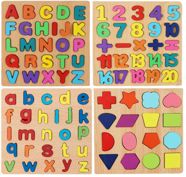 Nikkikid Educational Wooden Puzzles - 4 Pack Variety