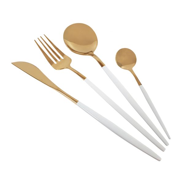 Hestia Stainless Steel Cutlery Set - Gold and White