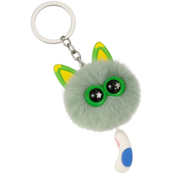 Adorable Furry Creature Keychain With Sparkly 3D Cartoon Eyes & Tail Charm