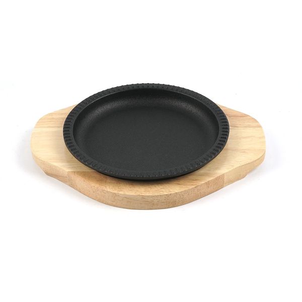 Cast Iron Non-Stick Sizzler with Wooden Base
