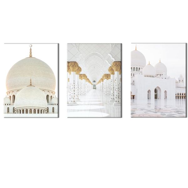 3-Piece Canvas-Art-Grand Mosque Religious Wall Art