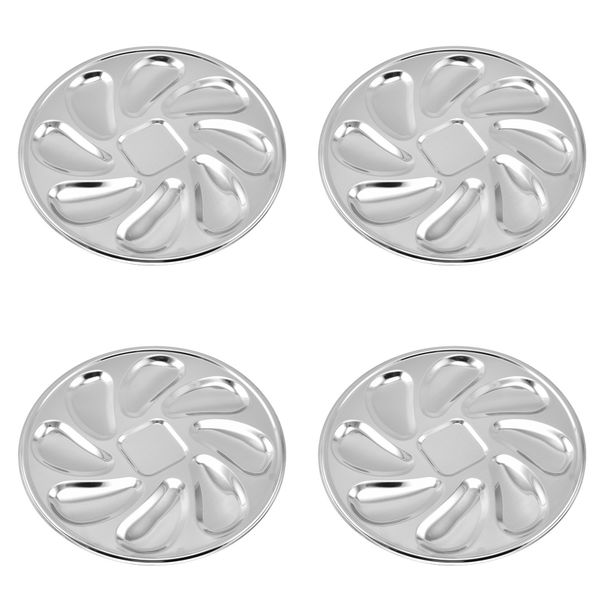 4Pcs Stainless Steel Shell Shaped With 8 Slots For Oyster Sauce