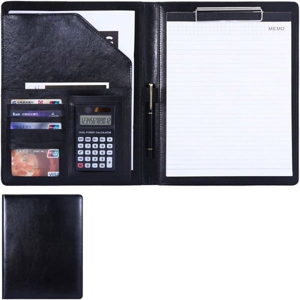 Files Black A4 P.U Folder+Calculator + Ring Binder mechanism
